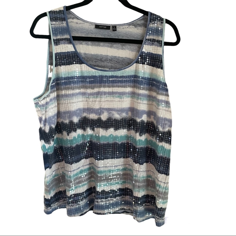 Apt 9 Women’s Sequin Blue Striped Tank - 1X